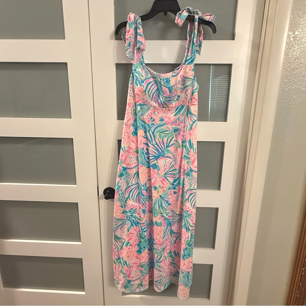 LILLY PULITZER Maleka Maxi Dress with Bow Straps. Size M